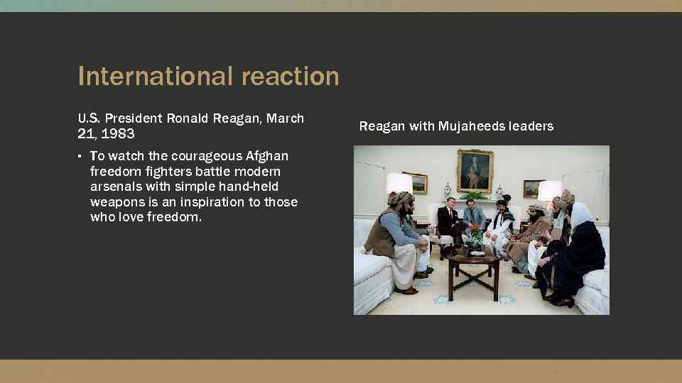 International reaction U. S. President Ronald Reagan, March 21, 1983 ▪ To watch the