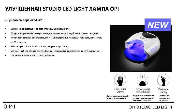 УЛУЧШЕННАЯ STUDIO LED LIGHT ЛАМПА OPI ЛЕД-лампа версия GL 901: • • Модернизированная электросхема