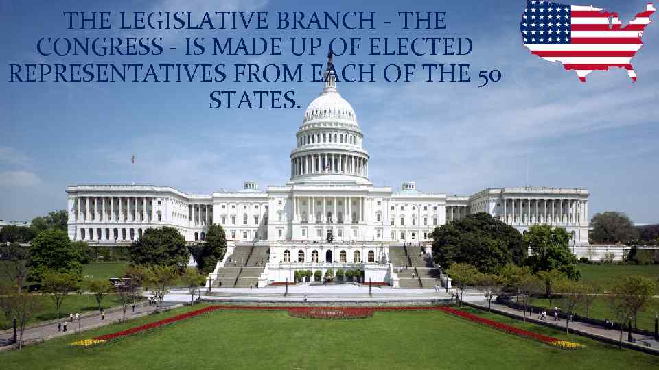 THE LEGISLATIVE BRANCH - THE CONGRESS - IS MADE UP OF ELECTED REPRESENTATIVES FROM