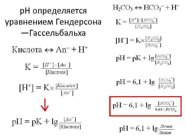 p. H определяется уравнением Гендерсона —Гассельбальха 