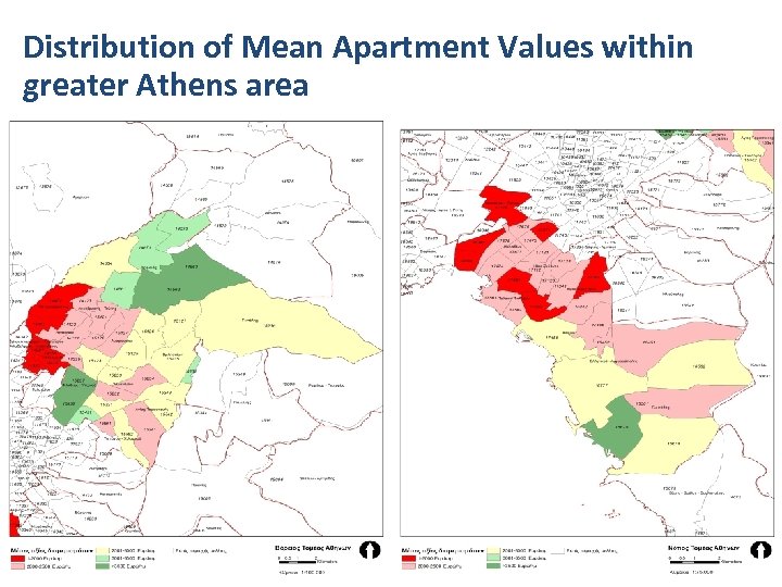 Distribution of Mean Apartment Values within greater Athens area 
