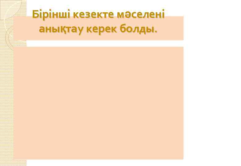 Бірінші кезекте мәселені анықтау керек болды. 