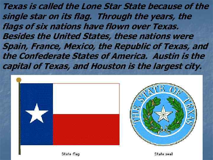 Texas is called the Lone Star State because of the single star on its