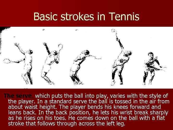 Basic strokes in Tennis The serve which puts