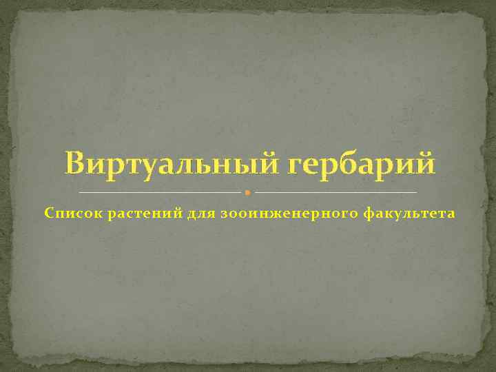 Виртуальный гербарий Список растений для зооинженерного факультета 