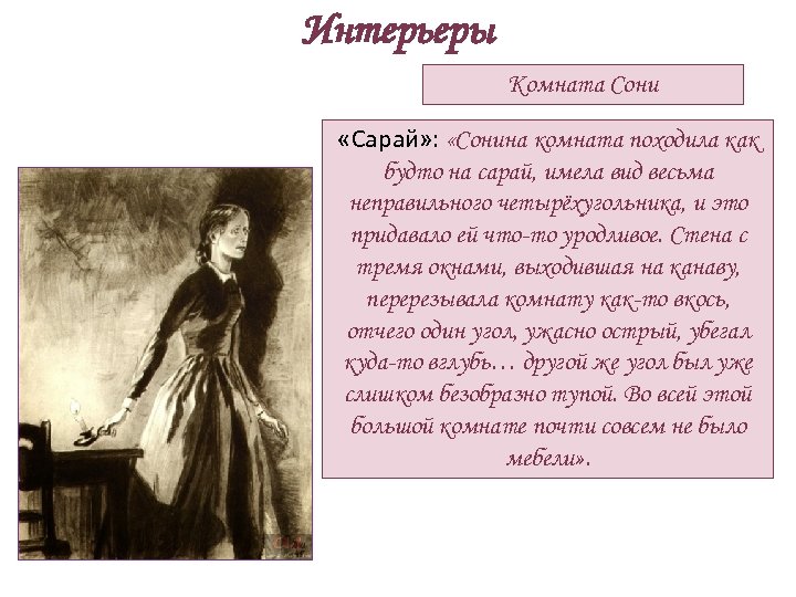 Интерьеры Комната Сони «Сарай» : «Сонина комната походила как будто на сарай, имела вид