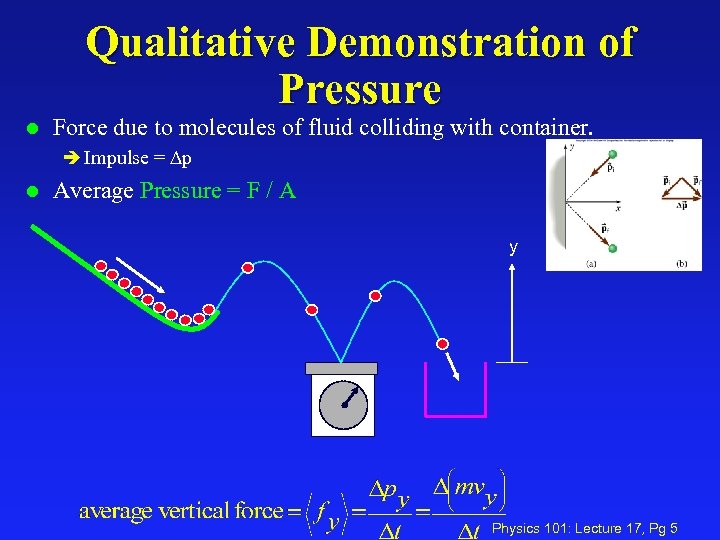 Qualitative Demonstration of Pressure l Force due to molecules of fluid colliding with container.