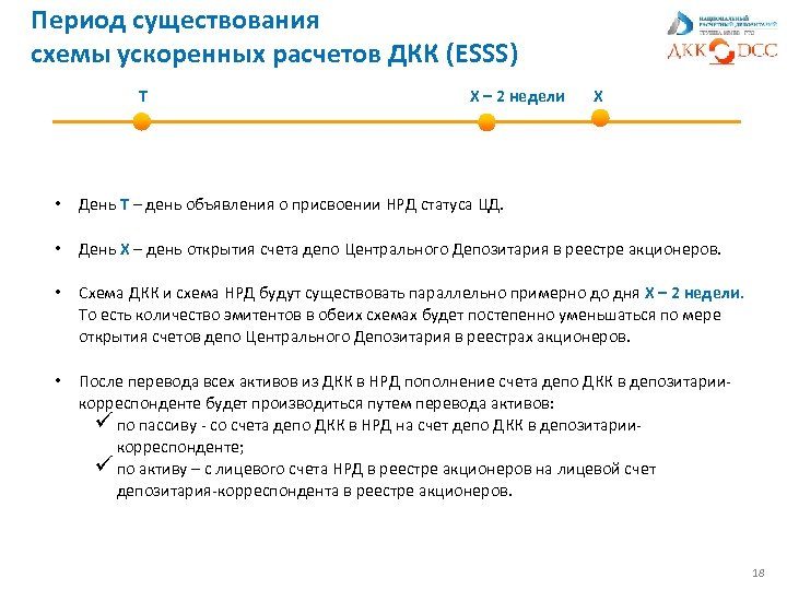Период существования схемы ускоренных расчетов ДКК (ESSS) Т X – 2 недели X •