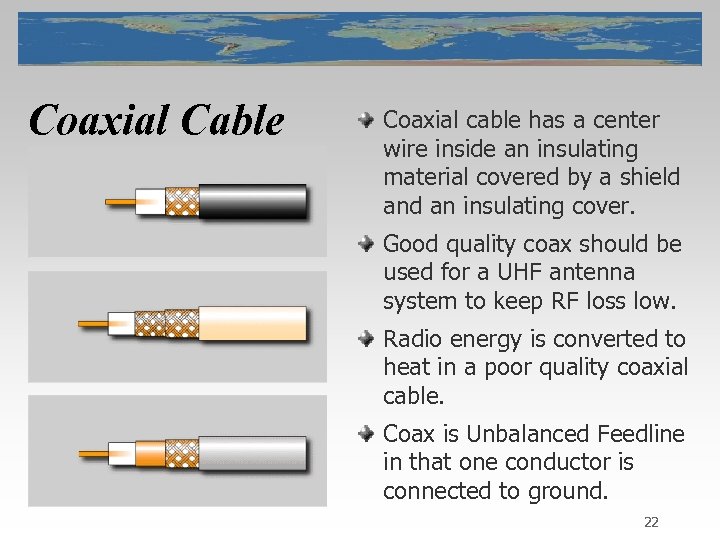 Coaxial Cable Coaxial cable has a center wire inside an insulating material covered by