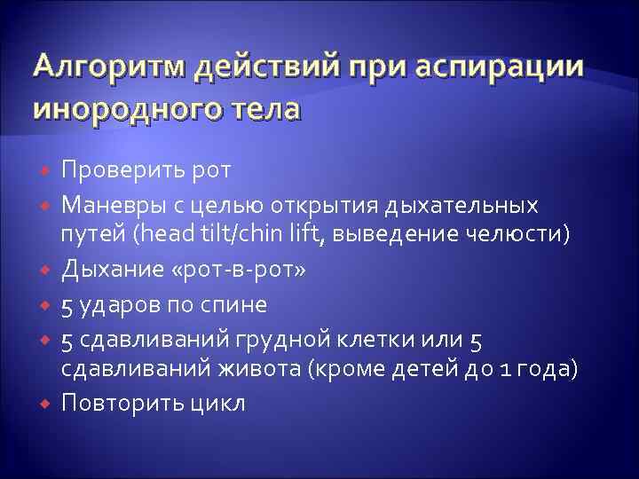 Алгоритм тела. Алгоритм действий при аспирации инородным телом. Алгоритм действия при аспирации инородным. Алгоритм действий медсестры при аспирации инородным телом. Алгоритм оказания неотложной помощи при аспирации инородного тела.