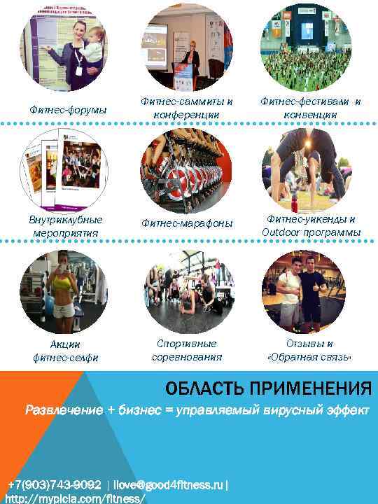 Фитнес-форумы Фитнес-саммиты и конференции Фитнес-фестивали и конвенции Внутриклубные мероприятия Фитнес-марафоны Фитнес-уикенды и Outdoor программы