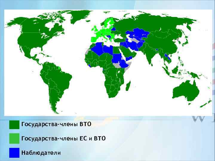Государства-члены ВТО Государства-члены ЕС и ВТО Наблюдатели 