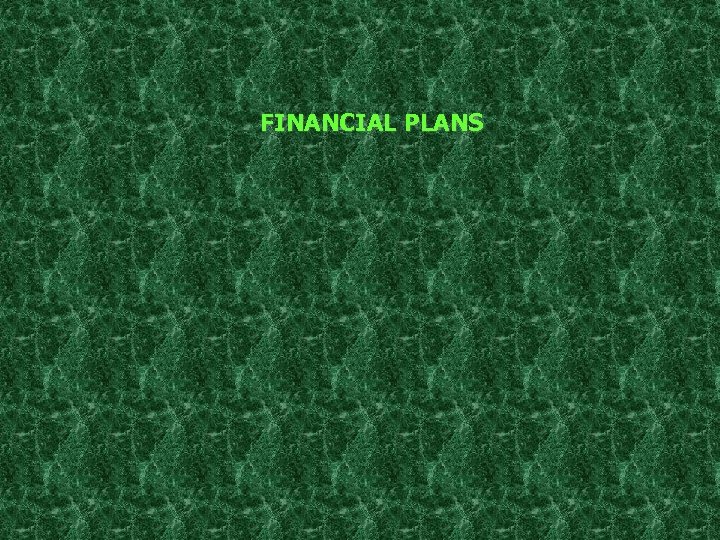 FINANCIAL PLANS 