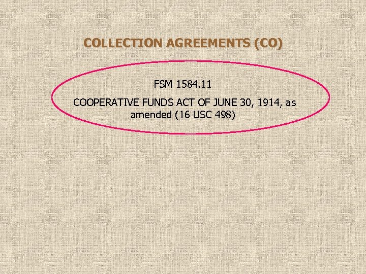 COLLECTION AGREEMENTS (CO) FSM 1584. 11 COOPERATIVE FUNDS ACT OF JUNE 30, 1914, as