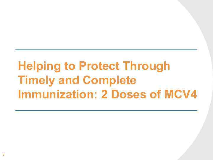 Helping to Protect Through Timely and Complete Immunization: 2 Doses of MCV 4 7