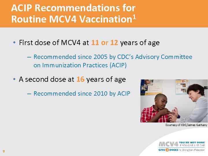 ACIP Recommendations for Routine MCV 4 Vaccination 1 • First dose of MCV 4