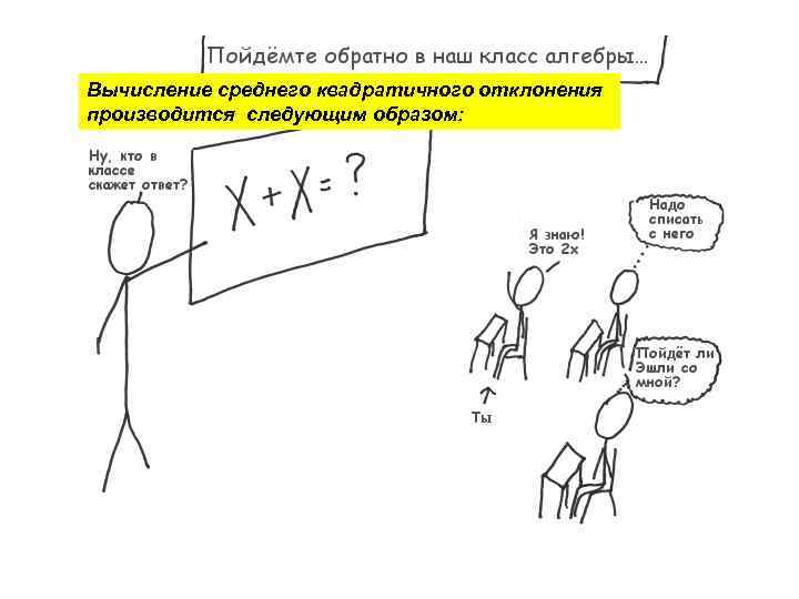 Вычисление среднего квадратичного отклонения производится следующим образом: 