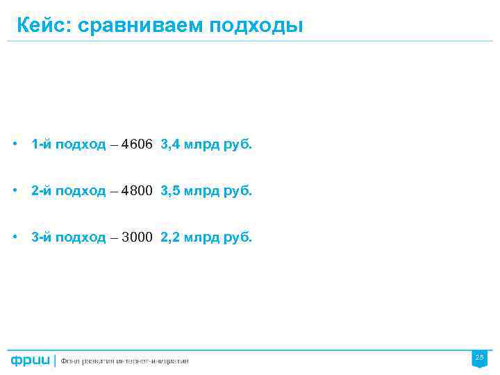 Кейс: сравниваем подходы • 1 -й подход – 4606 3, 4 млрд руб. •