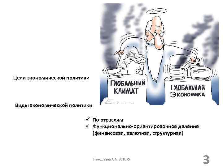 Цели экономической политики Виды экономической политики ü По отраслям ü Функционально-ориентировочное деление (финансовая, валютная,