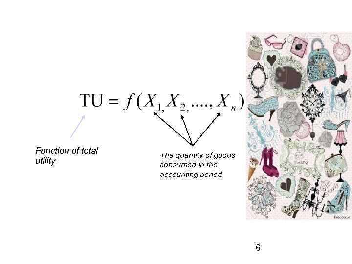 Function of total utility The quantity of goods consumed in the accounting period 6