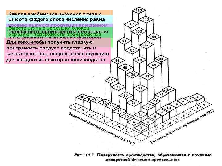 Каждая комбинация значений труда и Высота каждого блока численно равна капитала образует в своем