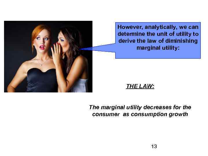 However, analytically, we can determine the unit of utility to derive the law of