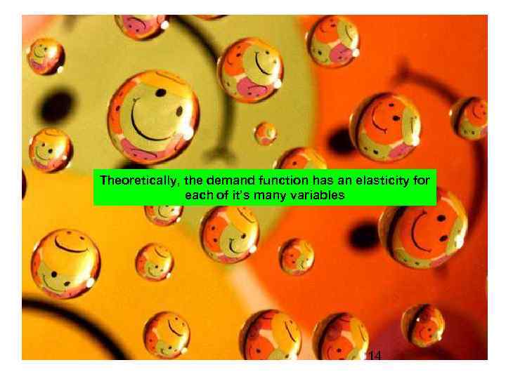 Theoretically, the demand function has an elasticity for each of it’s many variables 14