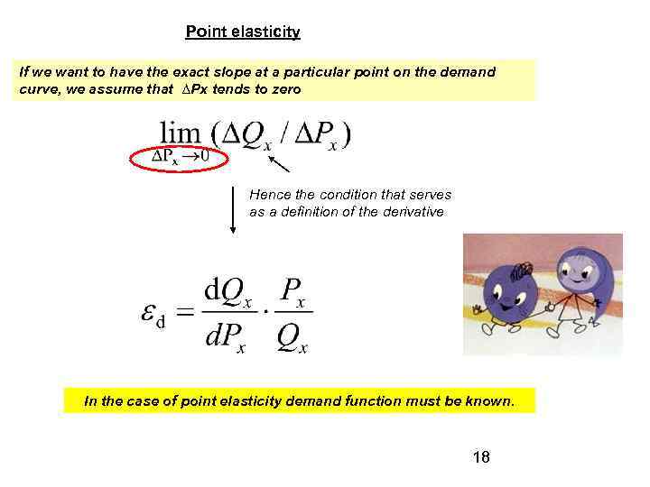 Point elasticity If we want to have the exact slope at a particular point