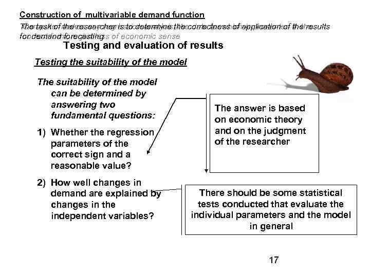 Construction of multivariable demand function The task of makes any regression analysis, the correctness