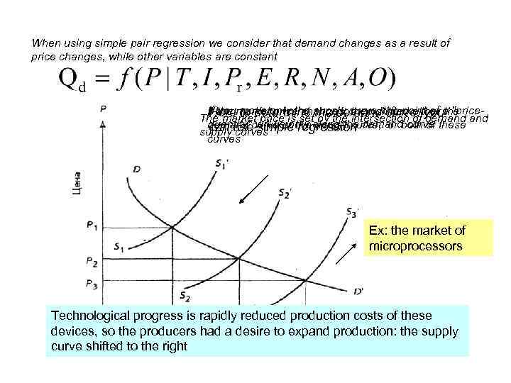 When using simple pair regression we consider that demand changes as a result of