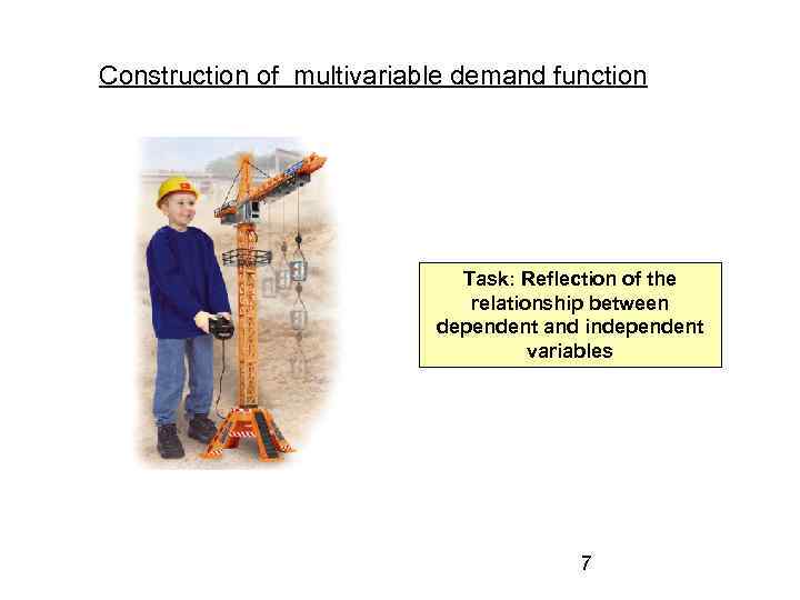 Construction of multivariable demand function Task: Reflection of the relationship between dependent and independent