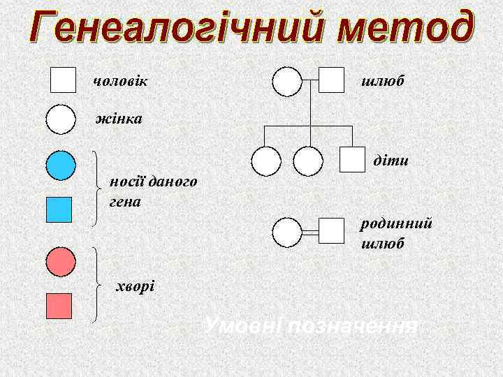 чоловік шлюб жінка діти носії даного гена родинний шлюб хворі Умовні позначення 