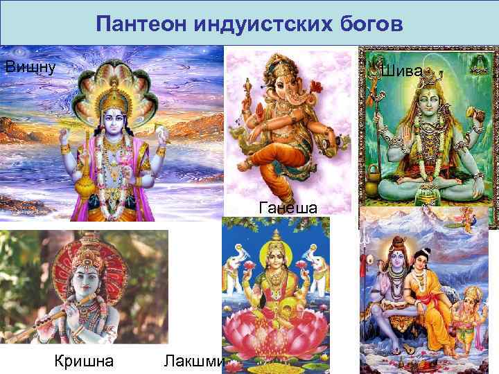 Пантеон индуистских богов Вишну Шива Ганеша Кришна Лакшми 