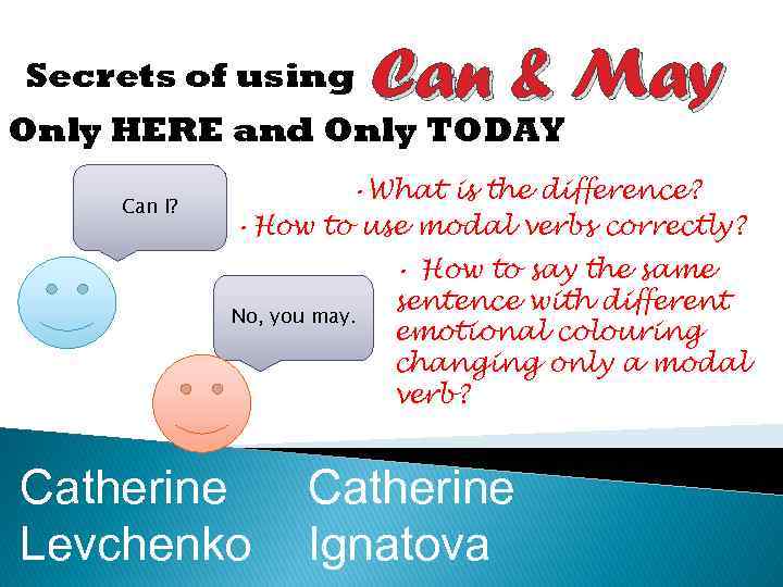 Secrets of using Can & May Only HERE and Only TODAY Can I? •