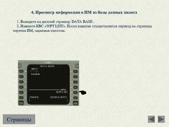 4. Просмотр информации о ПМ из базы данных пилота 1. Выведите на дисплей страницу