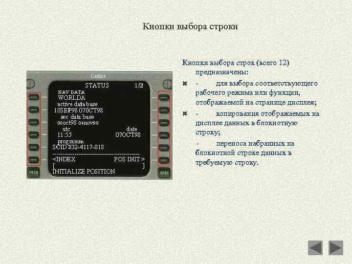  Кнопки выбора строки Кнопки выбора строк (всего 12) предназначены: - для выбора соответствующего
