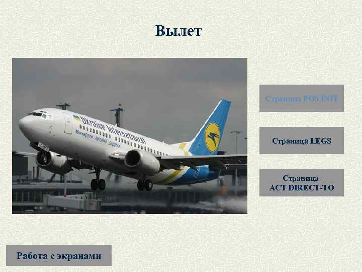 Вылет Страница POS INIT Страница LEGS Страница ACT DIRECT-TO Работа с экранами 