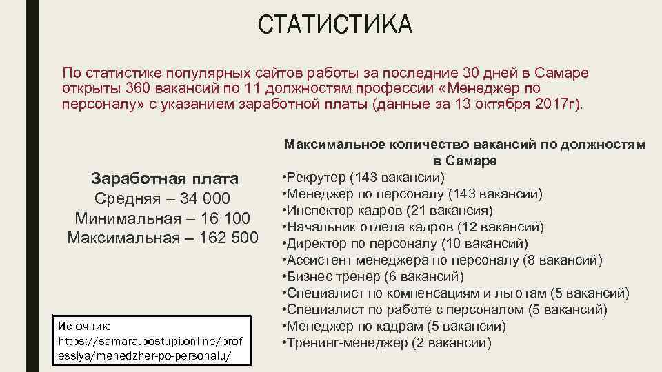 СТАТИСТИКА По статистике популярных сайтов работы за последние 30 дней в Самаре открыты 360