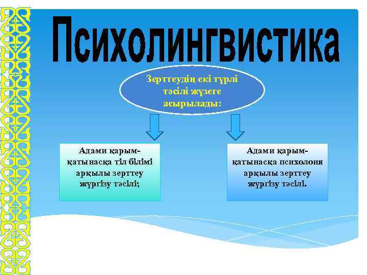 Зерттеудің екі түрлі тәсілі жүзеге асырылады: Адами қарымқатынасқа тіл білімі арқылы зерттеу жүргізу тәсілі;