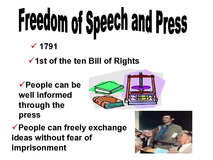 ü 1791 ü 1 st of the ten Bill of Rights üPeople can be