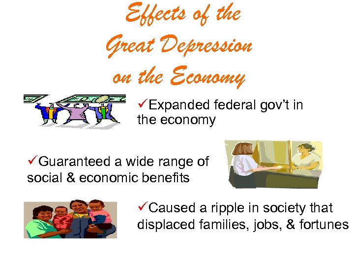 Effects of the Great Depression on the Economy üExpanded federal gov’t in the economy