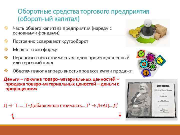 Оборотные средства торгового предприятия (оборотный капитал) v Часть общего капитала предприятия (наряду с основными