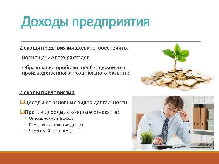 Доходы предприятия должны обеспечить: Возмещение всех расходов Образование прибыли, необходимой для производственного и социального