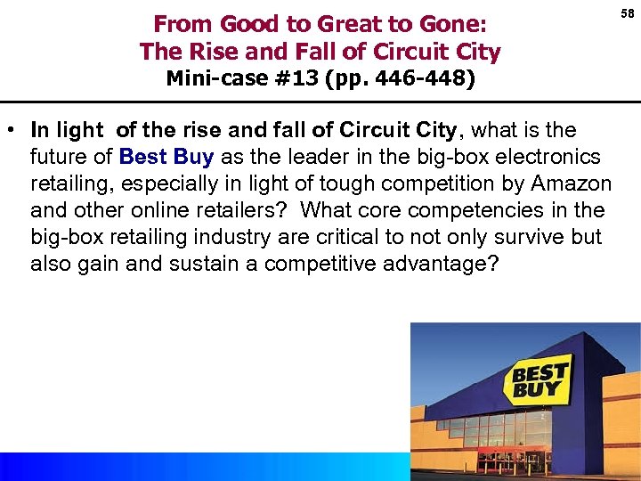 From Good to Great to Gone: The Rise and Fall of Circuit City Mini-case