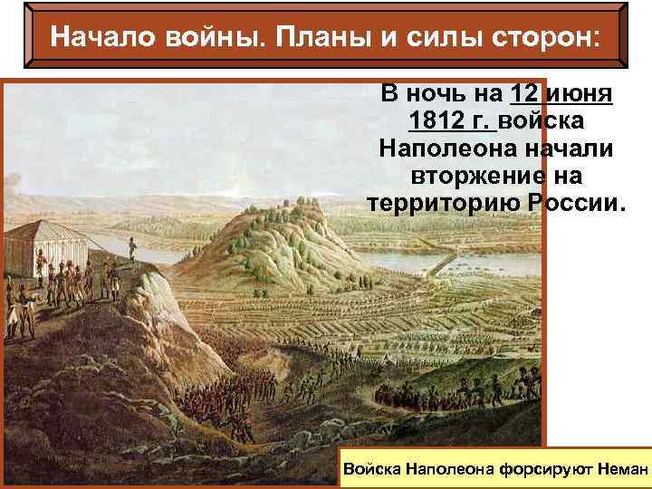 Начало войны. Планы и силы сторон: В ночь на 12 июня 1812 г. войска