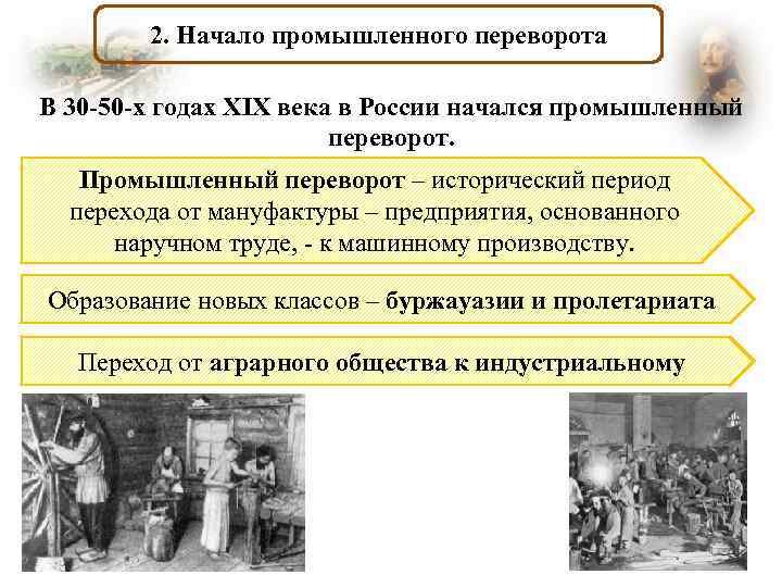 В период отображенный на схеме в россии начался промышленный переворот