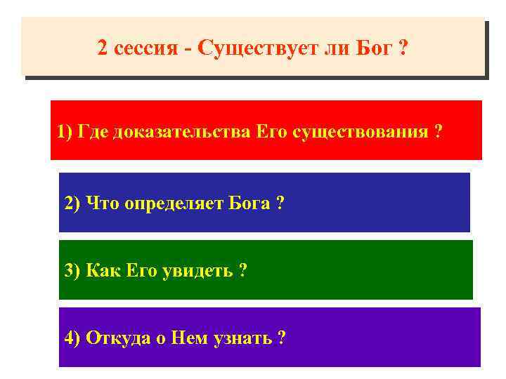 2 сессия - Существует ли Бог ? 1) Где доказательства Его существования ? 2)