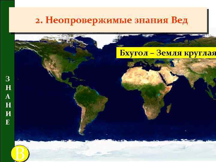 2. Неопровержимые знания Вед Бхугол – Земля круглая З Н А Н И E