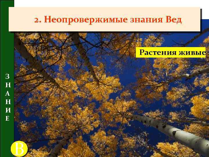 2. Неопровержимые знания Вед Растения живые З Н А Н И E В 