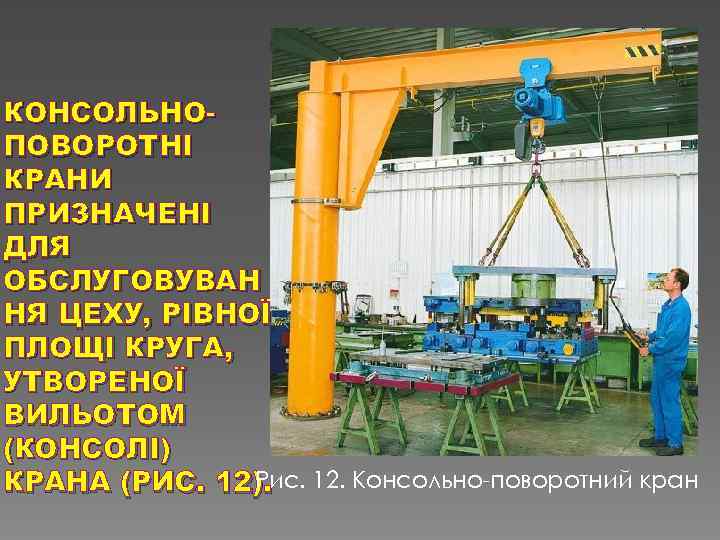 КОНСОЛЬНОПОВОРОТНІ КРАНИ ПРИЗНАЧЕНІ ДЛЯ ОБСЛУГОВУВАН НЯ ЦЕХУ, РІВНОЇ ПЛОЩІ КРУГА, УТВОРЕНОЇ ВИЛЬОТОМ (КОНСОЛІ) Рис.